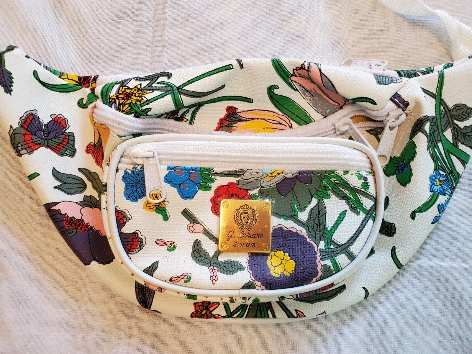 Vintage Floral G. Cesare SPQR Fanny Pack Flower Garden Butterfly
