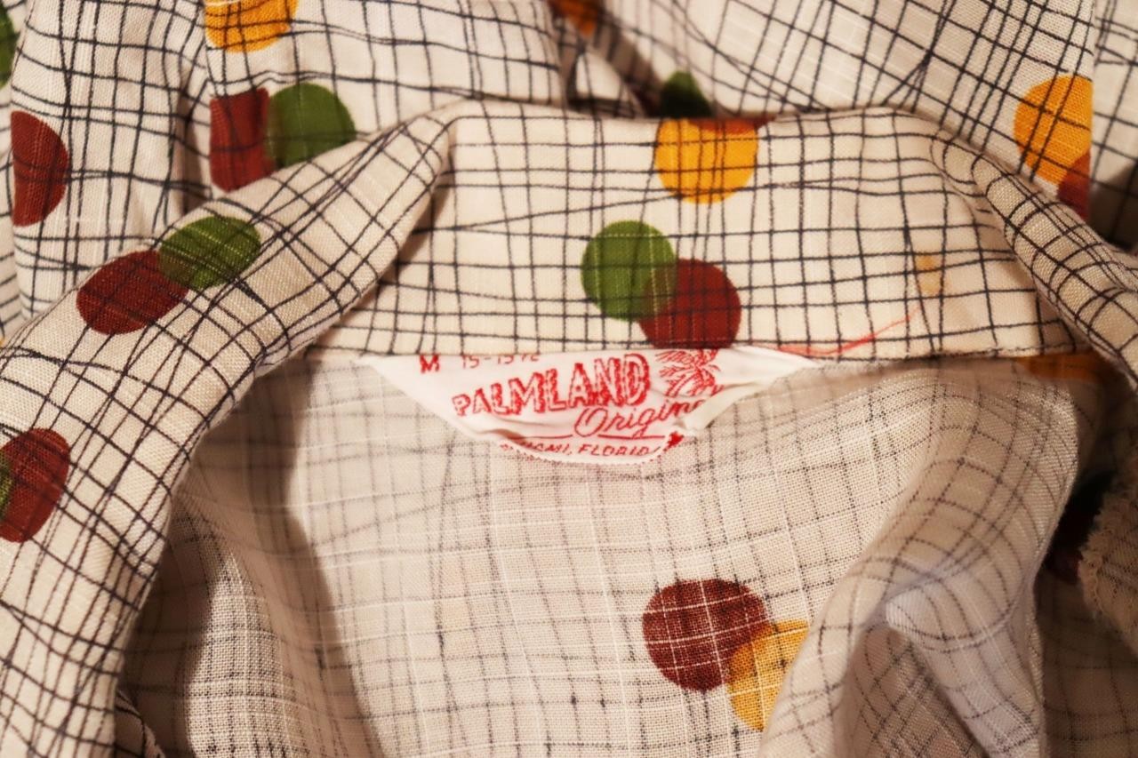 Rare Vintage Palmland Miami 1950’s Rayon Gabardine Print Shirt Med Exc Cond