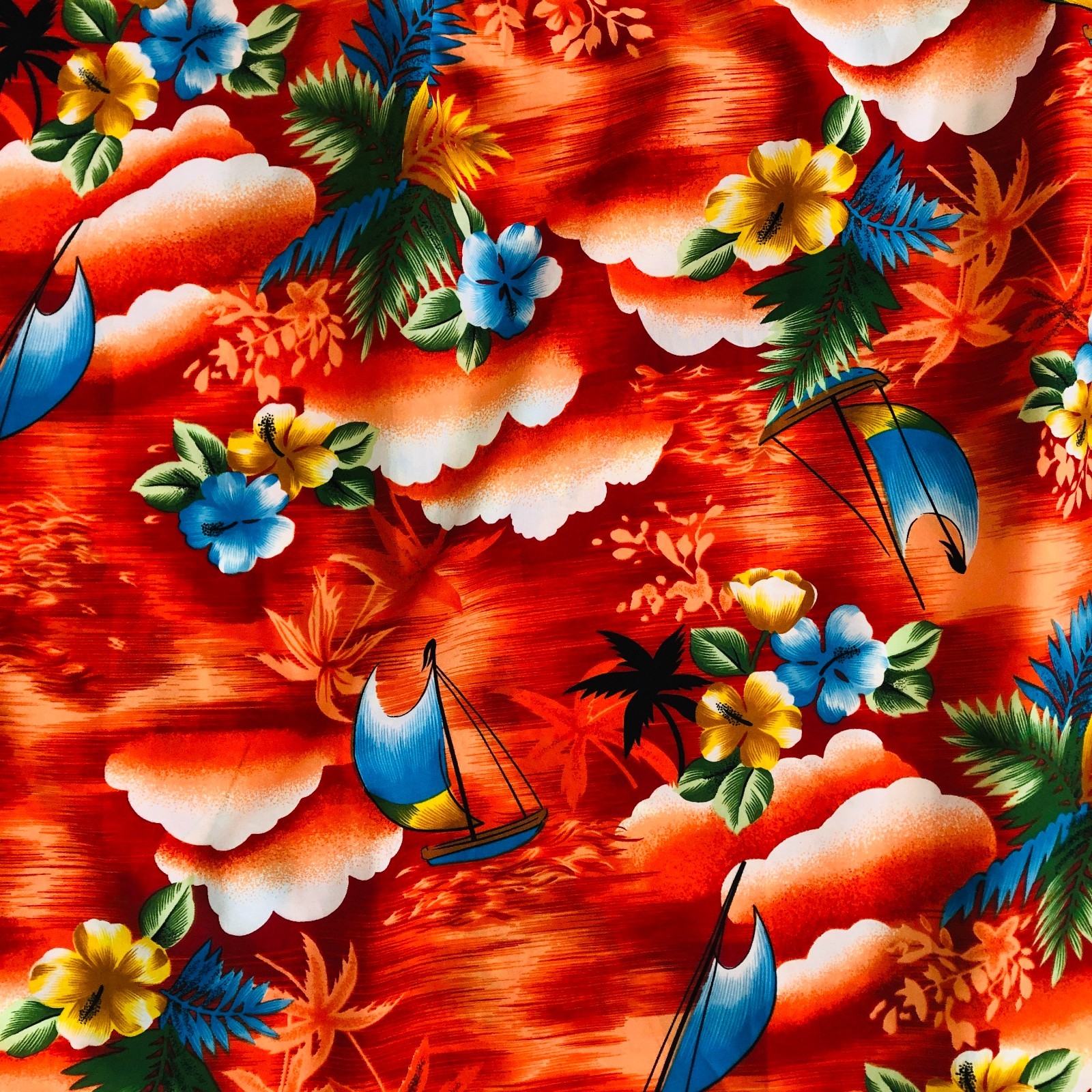 Vintage 1970s Hawaiian MuuMuu Dress Made in Hawaii Size 16 Silky Polyester EUC
