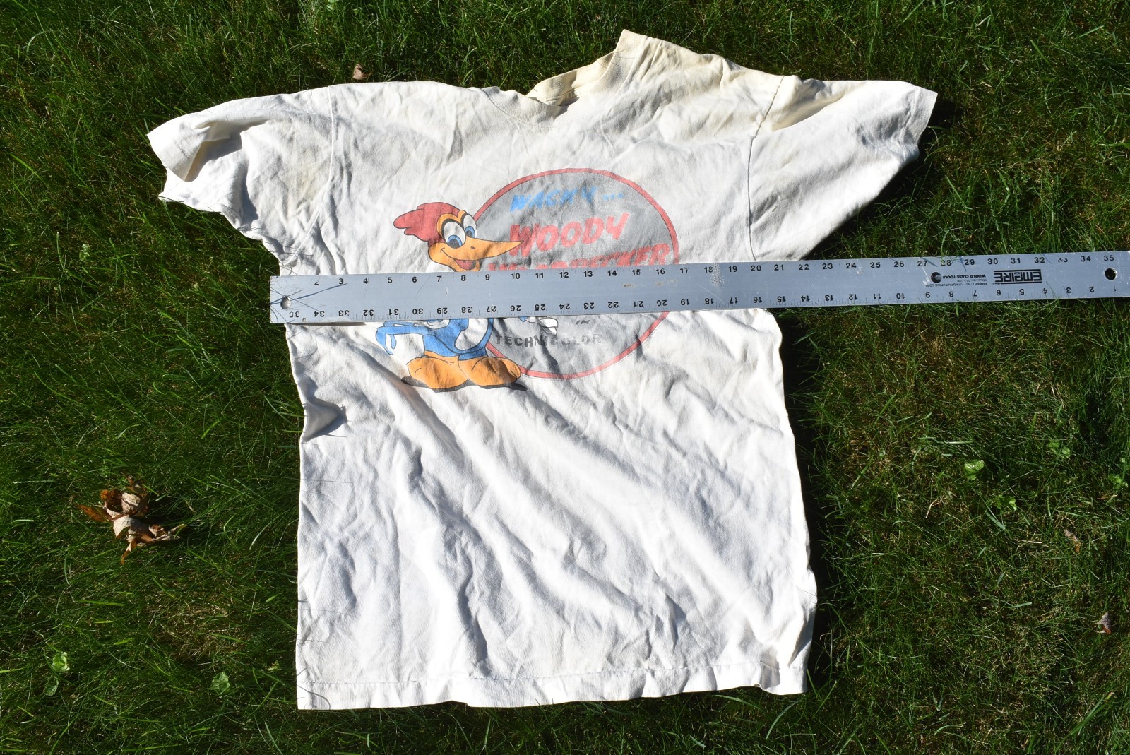 Woody Woodpecker Cartune Technicolor T-Shirt Fruit of the Loom Large Size VTG