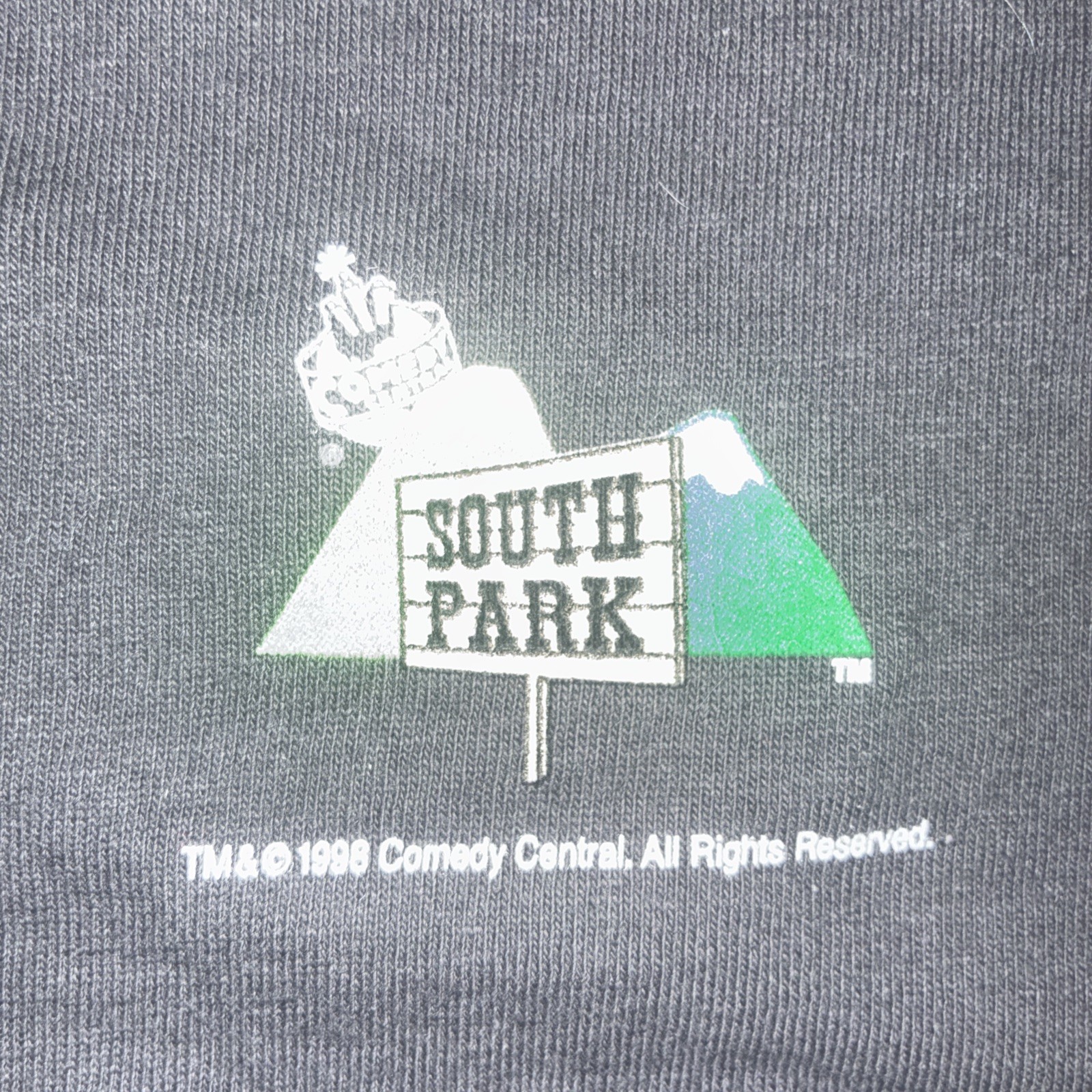 South Park Cartman CHEESY POOFS T-Shirt Mens XL Gray 1998 Comedy Central Y2K VTG