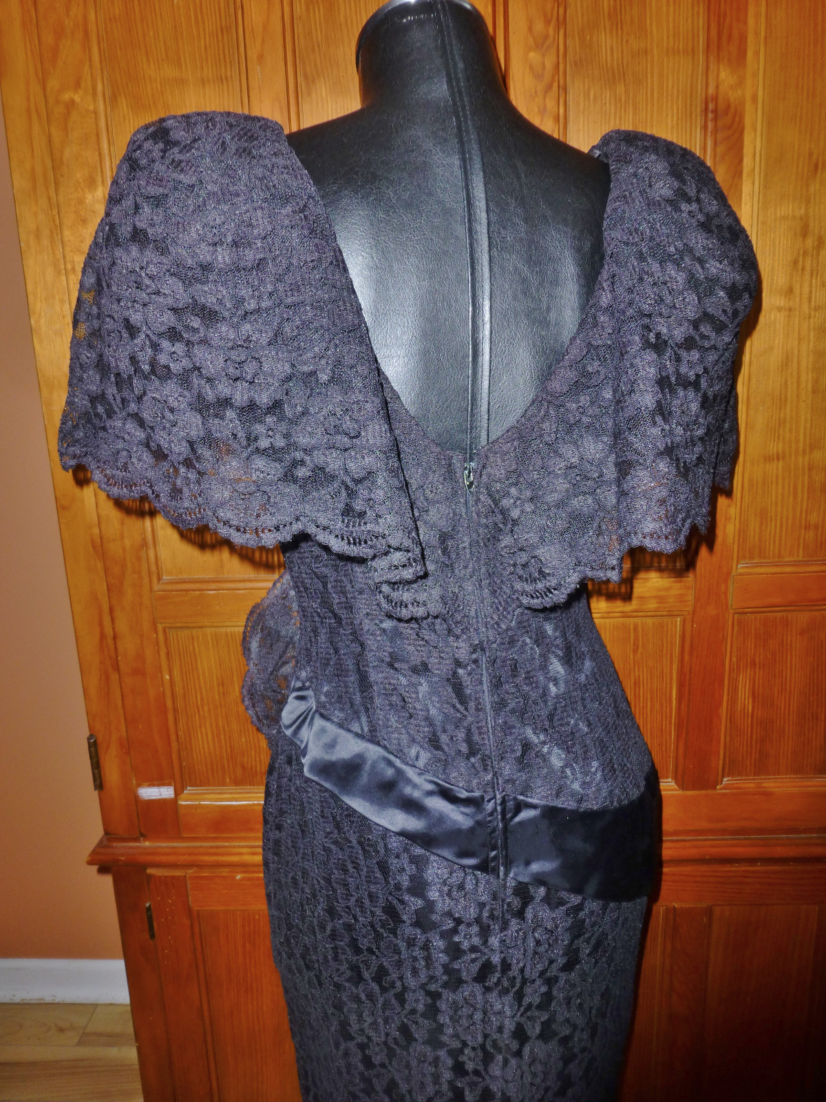 Vtg 80s Karen Okada Black Lace Avant Garde Wiggle Cocktail Party DRESS sz 10 M