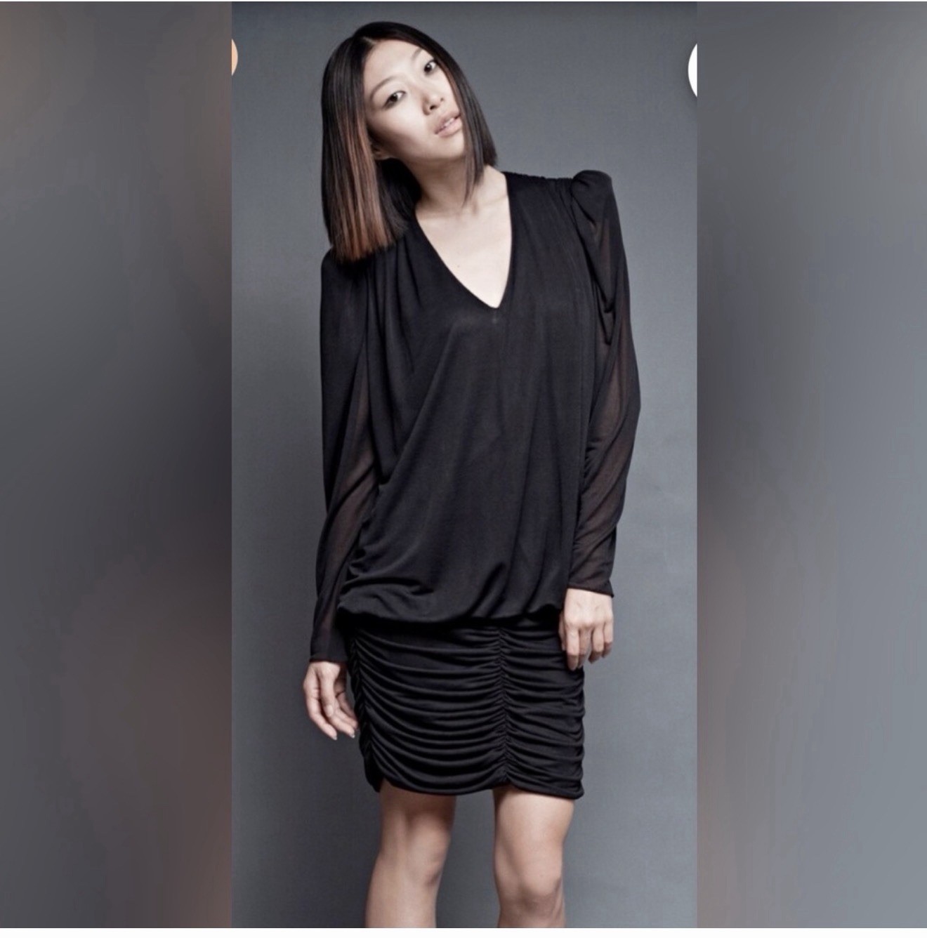 Vintage New Leaf 1980’s Women’s Long Sleeve Mini Black Dress Size 9/10