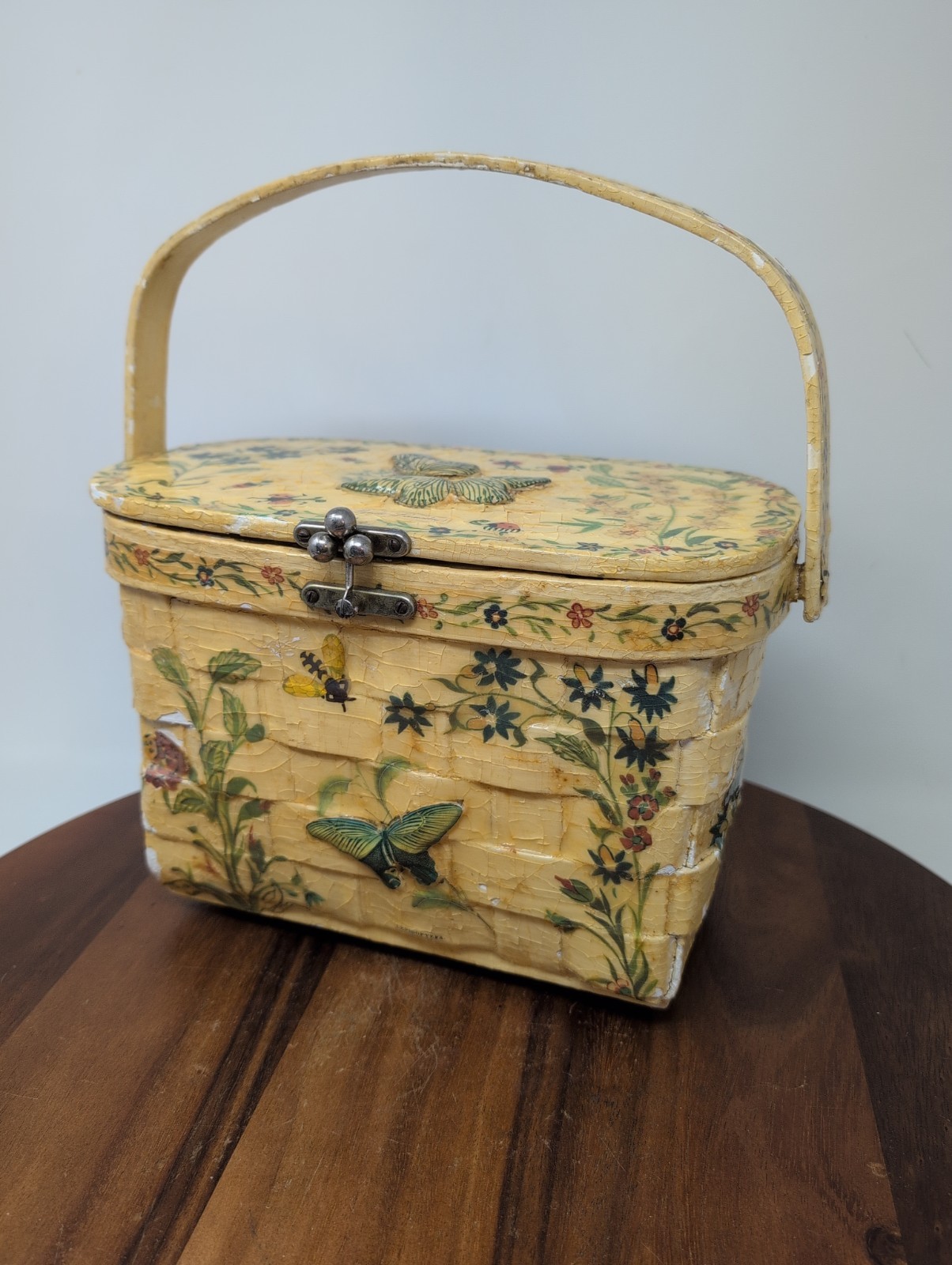 Decoupage Basket Purse By Genevieve Strawn Raised Butterflies