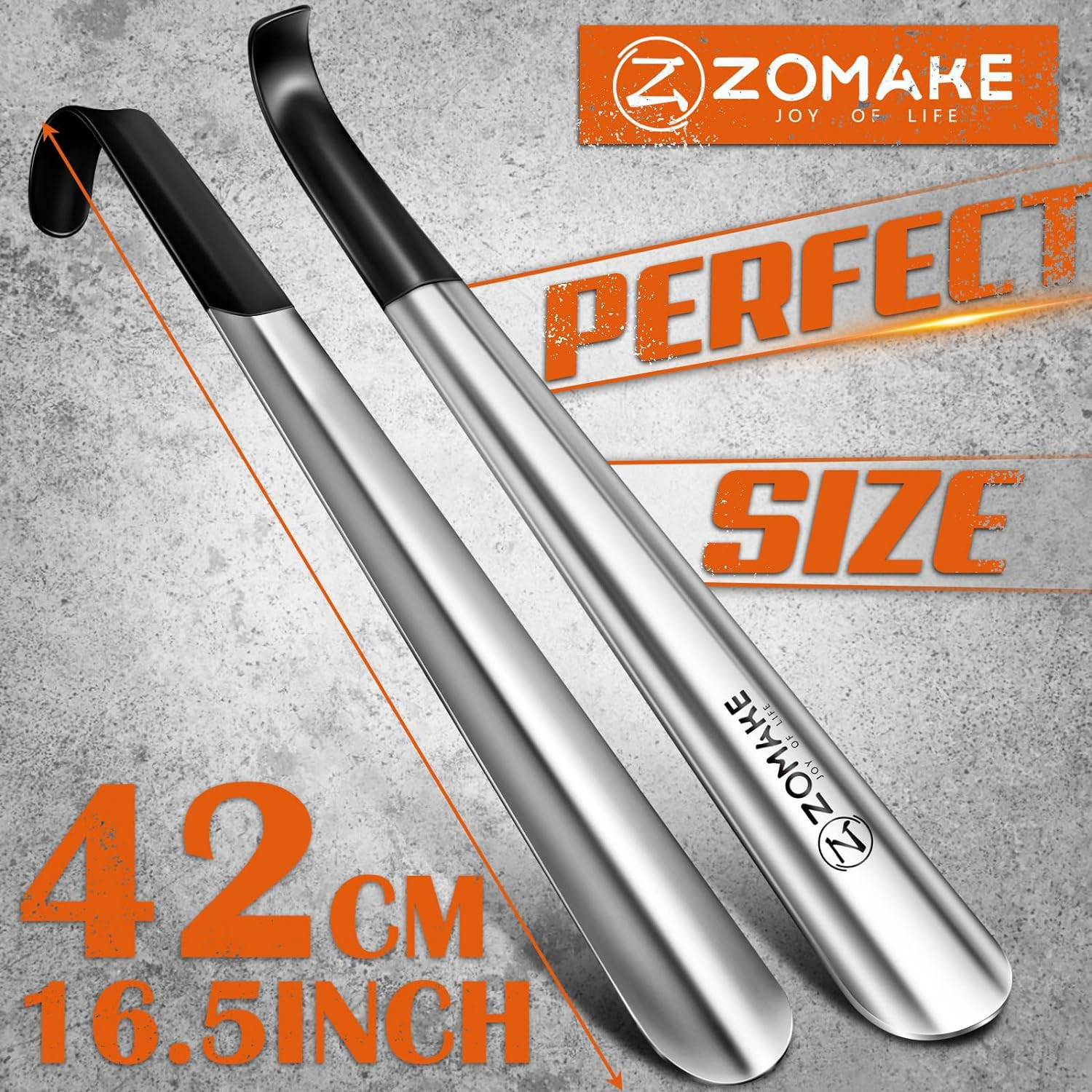 ZOMAKE Shoe Horn Long Handle for Seniors Men Women,Metal Long Shoehorn Boot Horn
