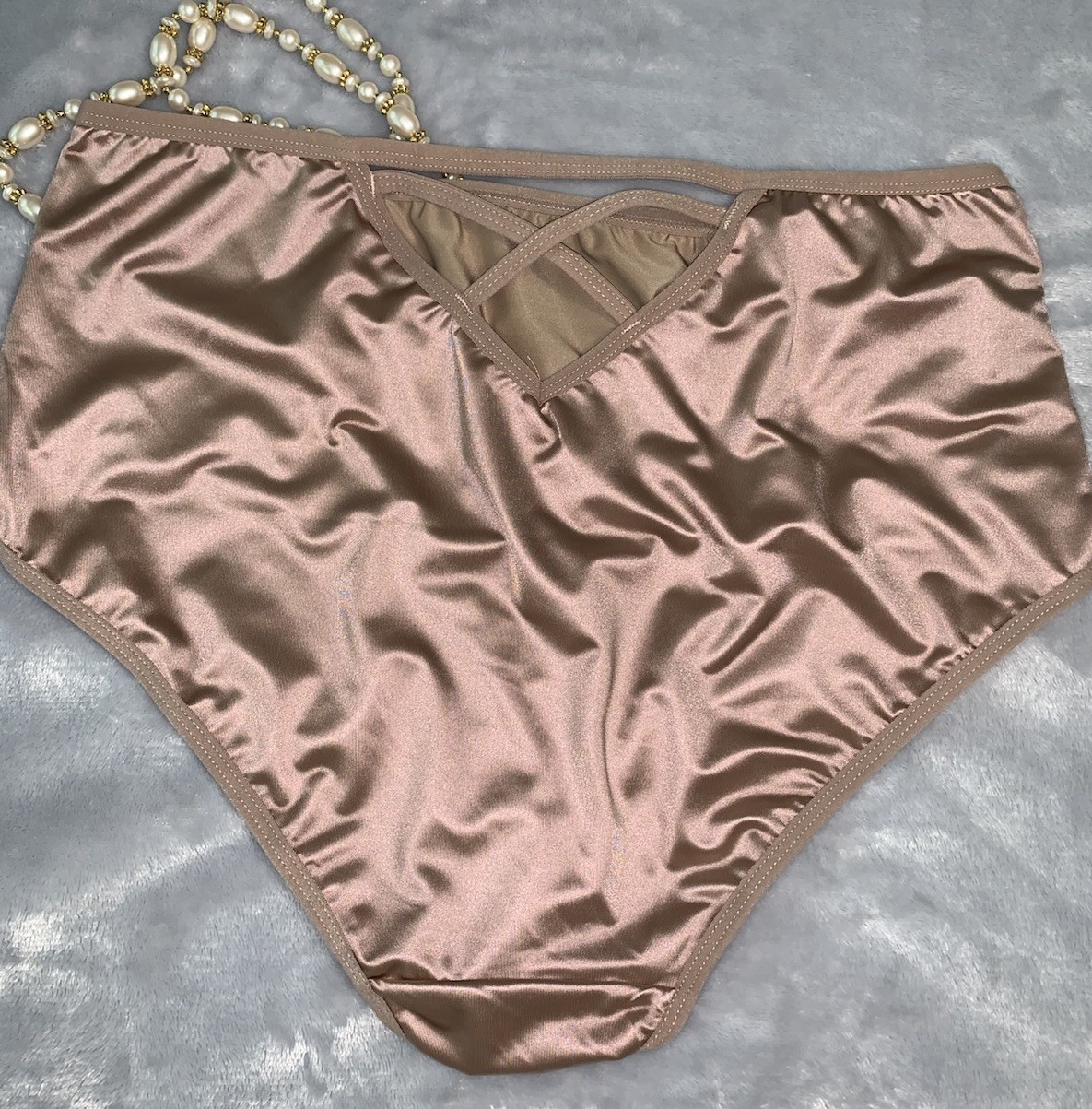 NEW Glossy Secret Stretch Satin XL Hi Cut Bikini Brief Panties SILKY!! 2nd Skin