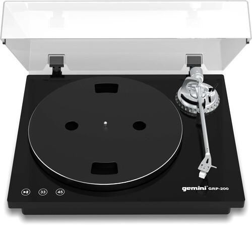 Gemini GRP-200 Professional Belt Drive USB Turntable (2 Speeds 33/45) (Black) [N