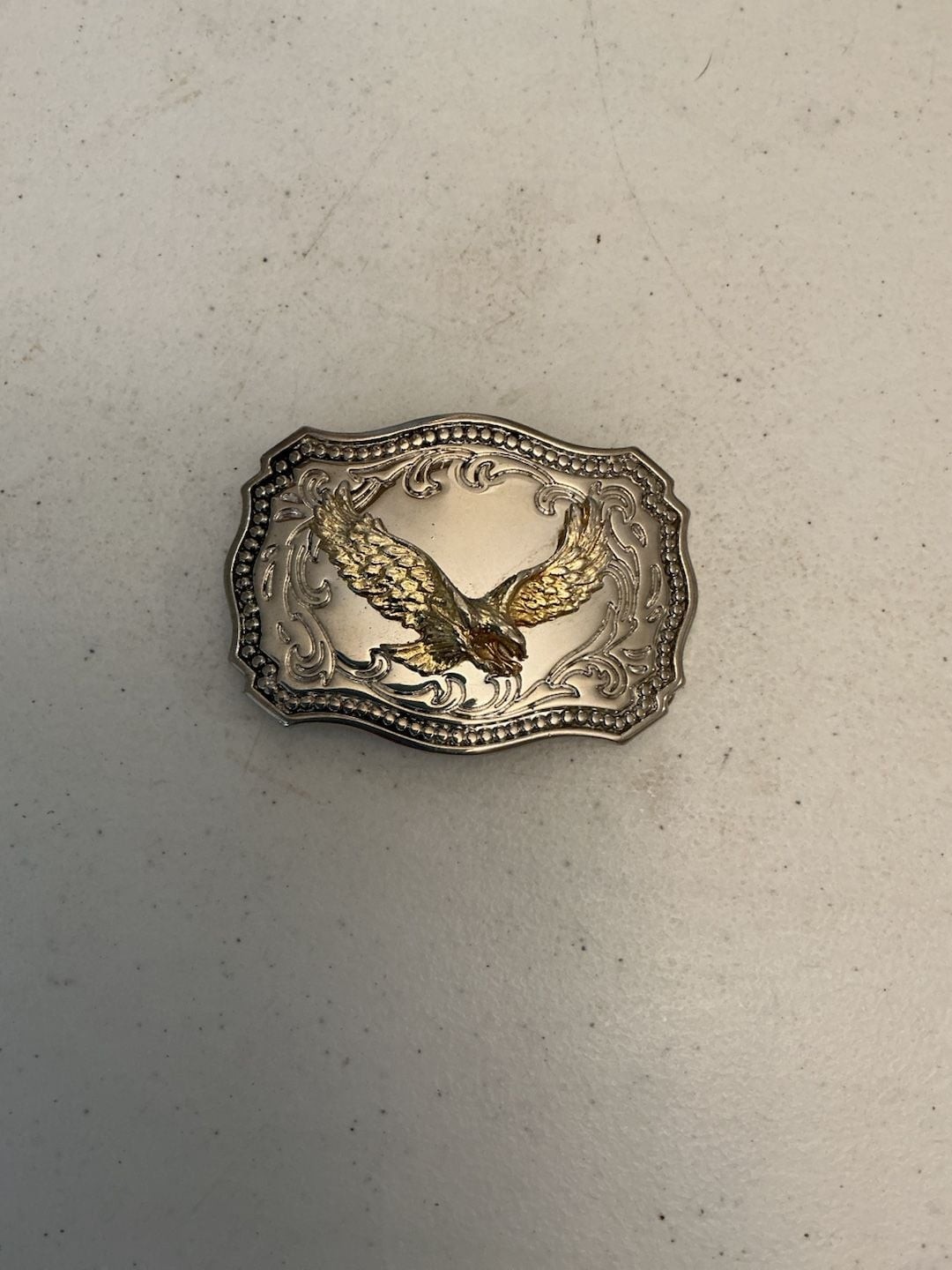 Vintage Two-Tone American Bald Eagle Western Belt Buckle Made in USA