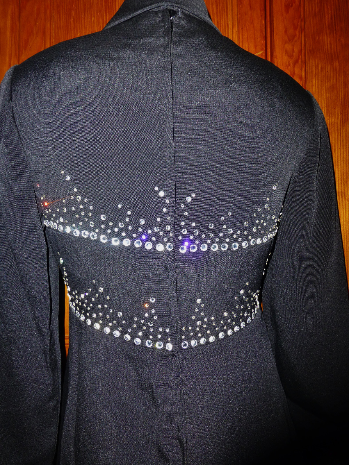 Vtg 1960s PAT SANDLER Rhinestones jersey Knit Evening cocktail Black DRESS Shawl