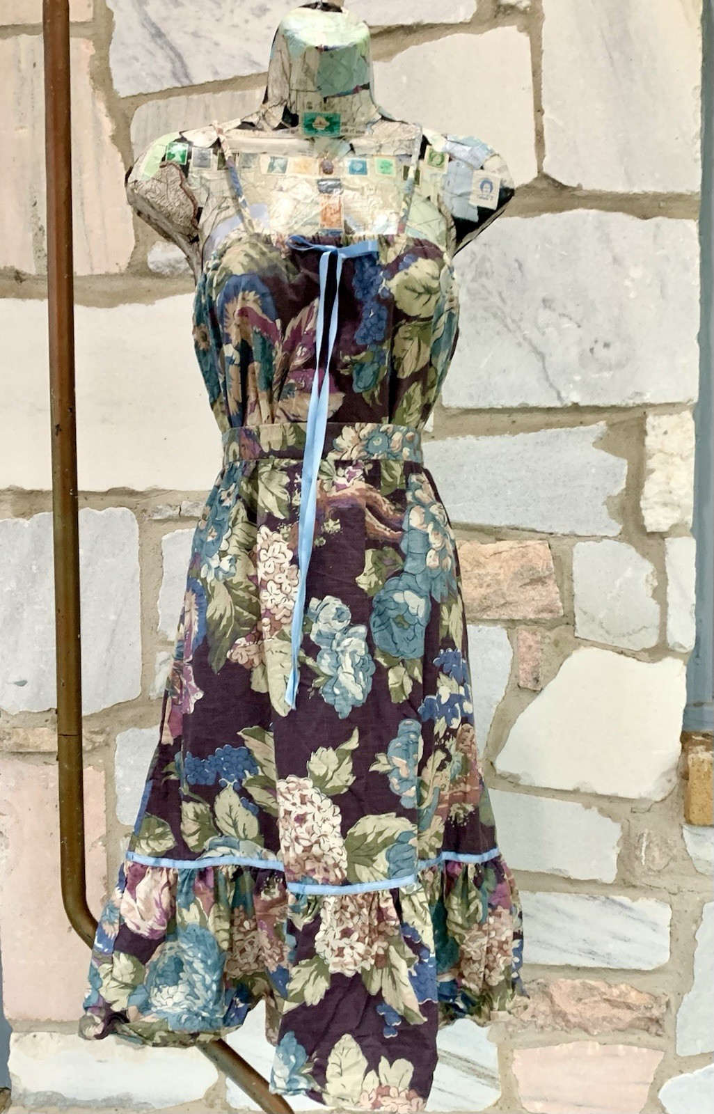 Vintage Neusteters Floral Top And Skirt Combo Satin Ribbon High Waisted Small.