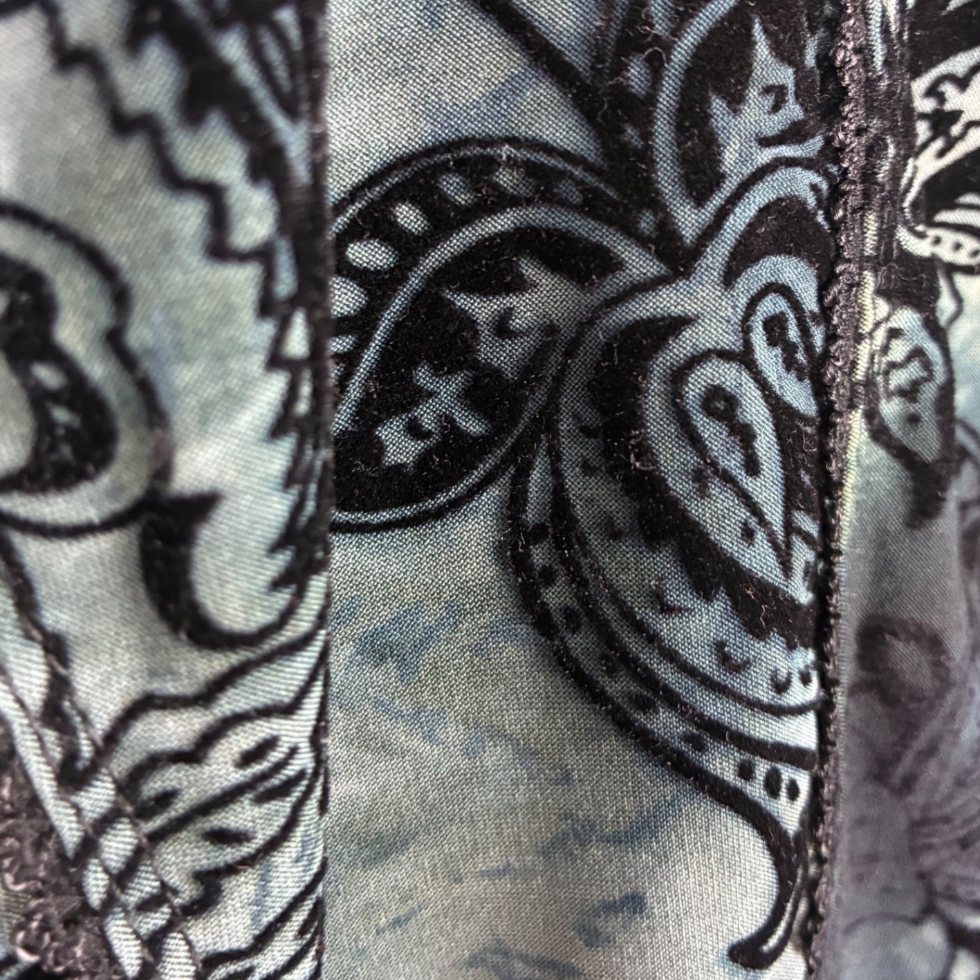 Y2K Fairy Grunge Black Burnout Velvet Top XL Floral Boho Bell Sleeve Whimsigoth