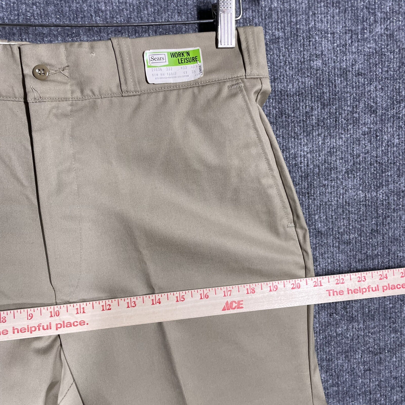 NOS VINTAGE 70s Sears Work Leisure Pants Regular Perma-Prest 33×28 Beige Khaki