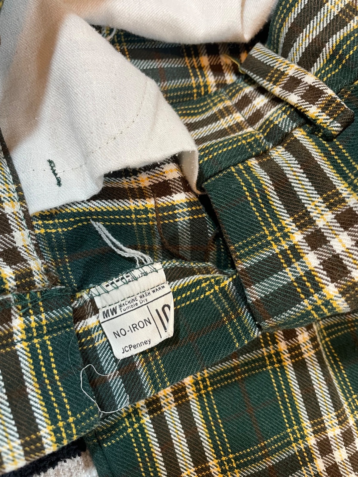 vintage 70’s jcpenny high waist flared plaid pants kids size 10 waist 22 inches