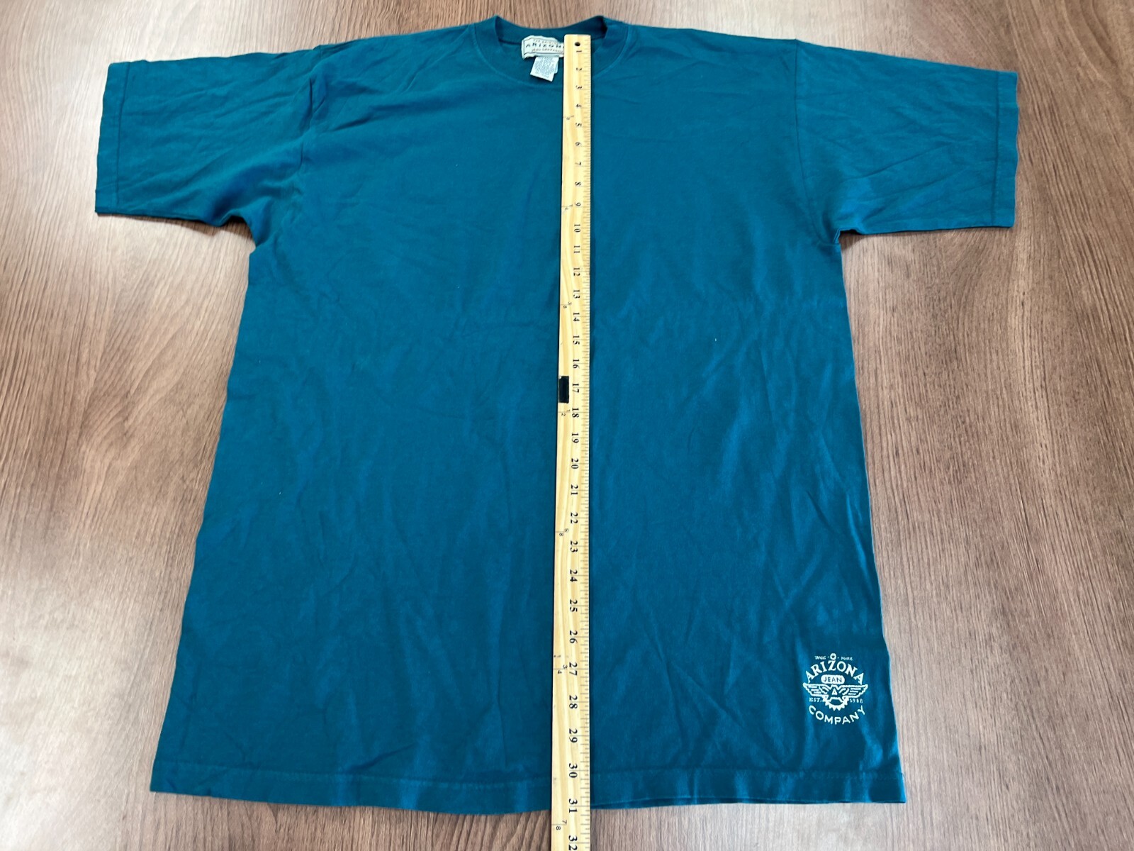 ARIZONA JEAN CO T SHIRT VINTAGE DEADSTOCK Y2K L OVERSIZED DARK TEAL BLUE NEW NOS