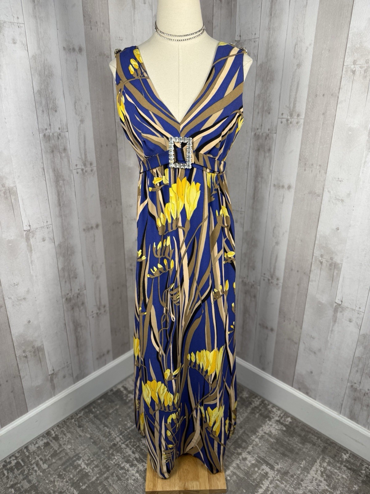 Vintage 1960s Designer Evening Gown Floral Cocktail Dress Rhinestones – Small/2