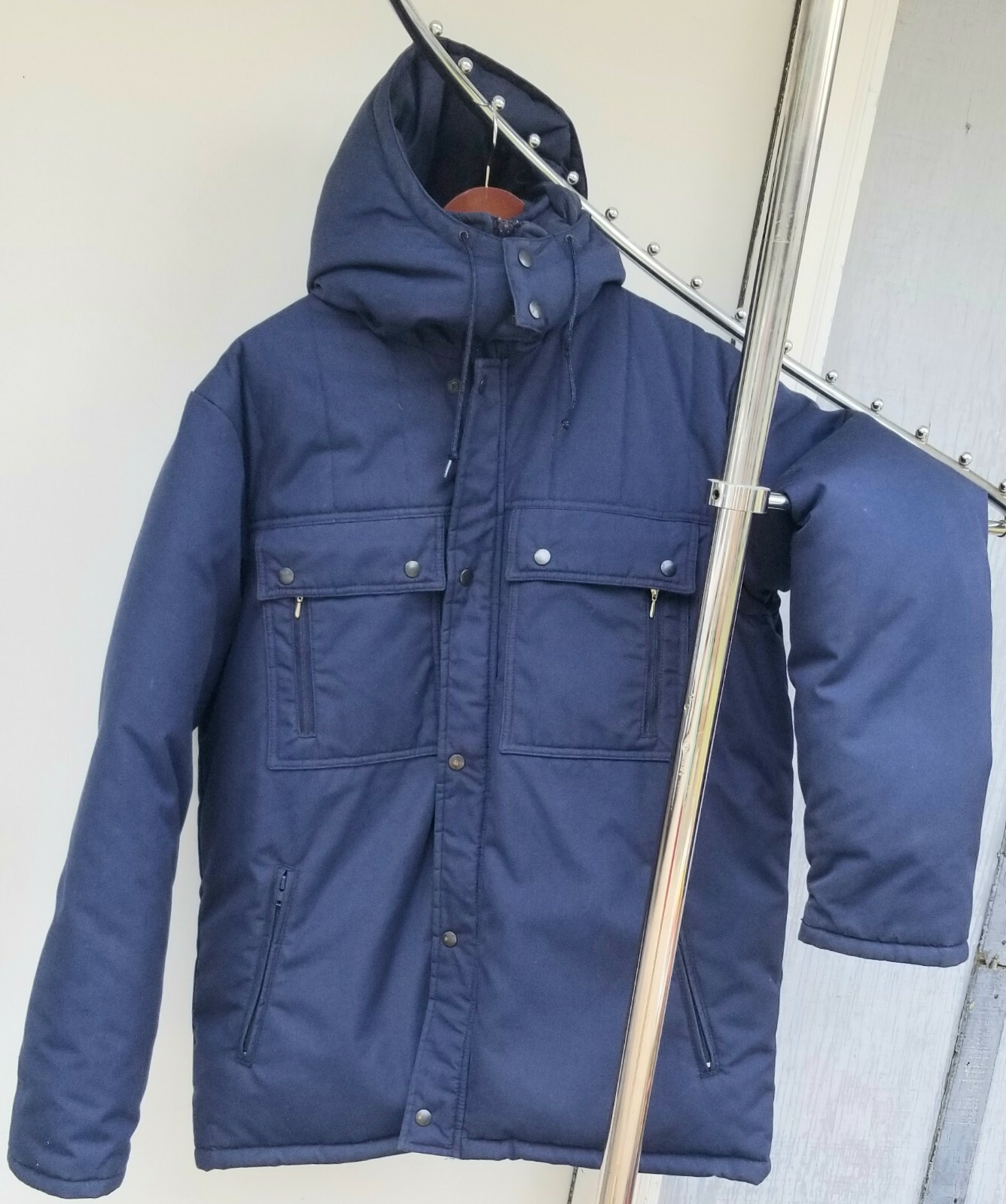 SEARS WORK LEISURE MEN’S WORK JACKET NAVY BLUE DOWN FILLED LARGE TALL VTG RETRO