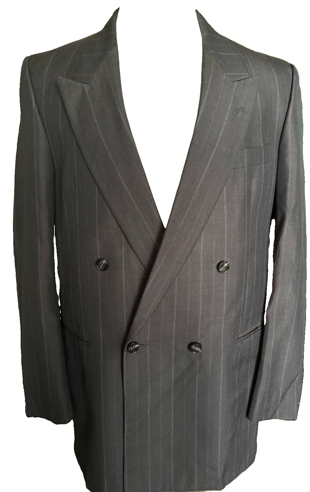 Vintage VARRA Italy Gray Striped Double Breasted Blazer Sport Coat. Size 42