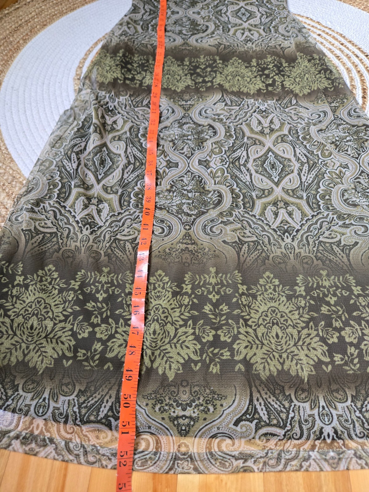 Vintage 90s Sleeveless Olive Green Printed Maxi Dress Mesh Whimsigoth Grunge