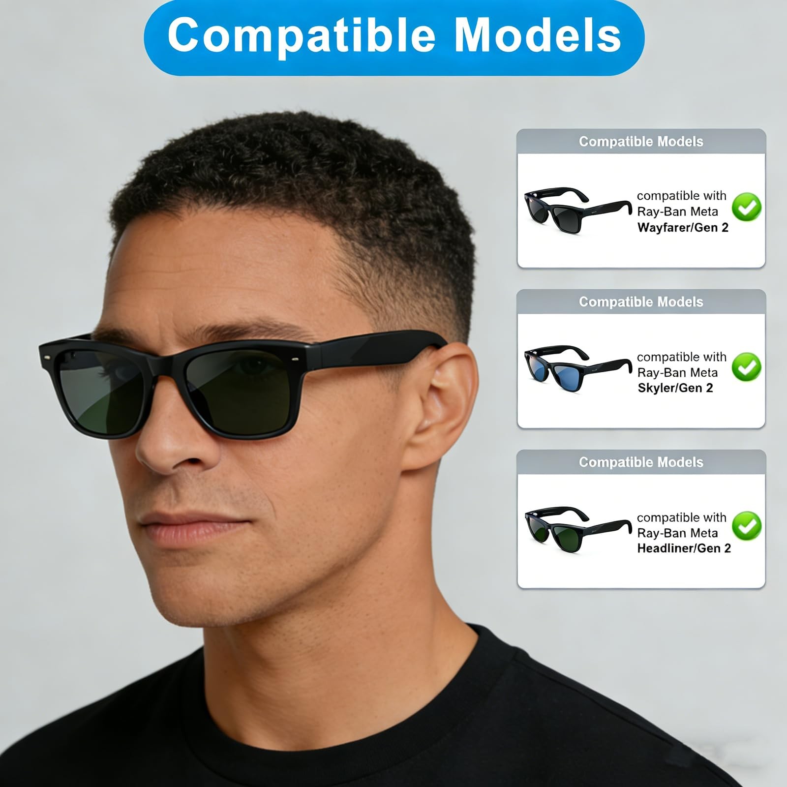 Compatible with Ray Ban Meta Nose Pads,20 Pairs Fit for Rayban 20pairs,black