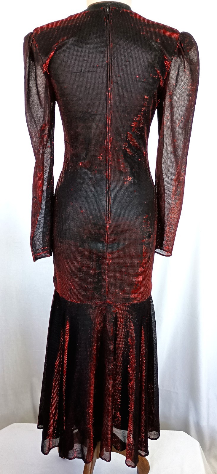 Vintage 80’s Cher Jacque Dressy Red/Black Sexy Ruched Special Occasion Gown Med