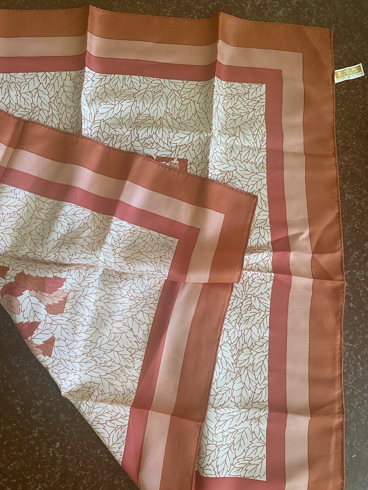 Vintage Rain Scarf 100% Acetate Leaf Pattern Made In Japan 25” Water Repel Scarf