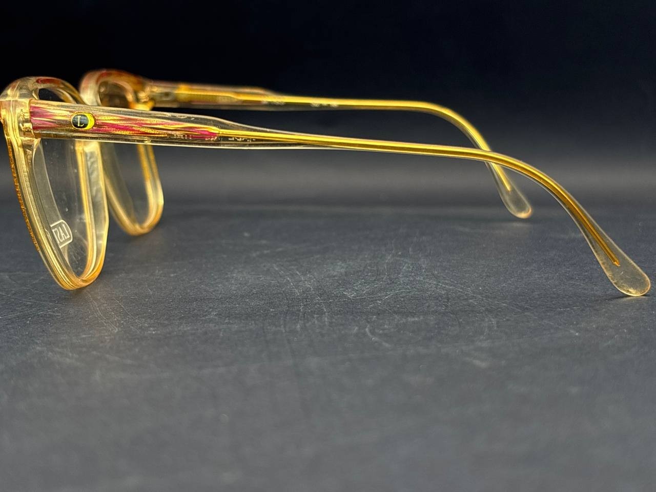 Vintage Lastes M-163 Eyeglasses Frame Clear Yellow Italy NOS 52-18 Women