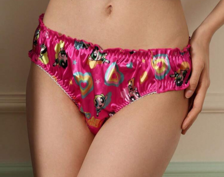 NEW Glossy Satin Crinkle Edge Powerpuff Girls Y2K Theme Bikini Brief Panties XL