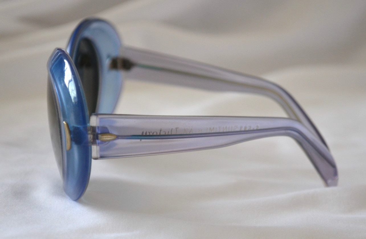 1960’s Suntimer Victory S-593 Clear Blue Oversized Sunglasses Frames