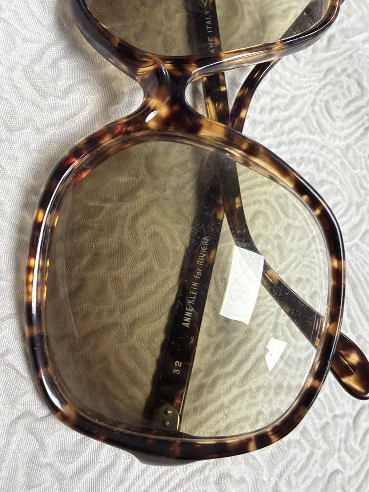 Vintage ANNE KLEIN RIVIERA Oversized Brown Clear Sunglasses Frames Made In Italy