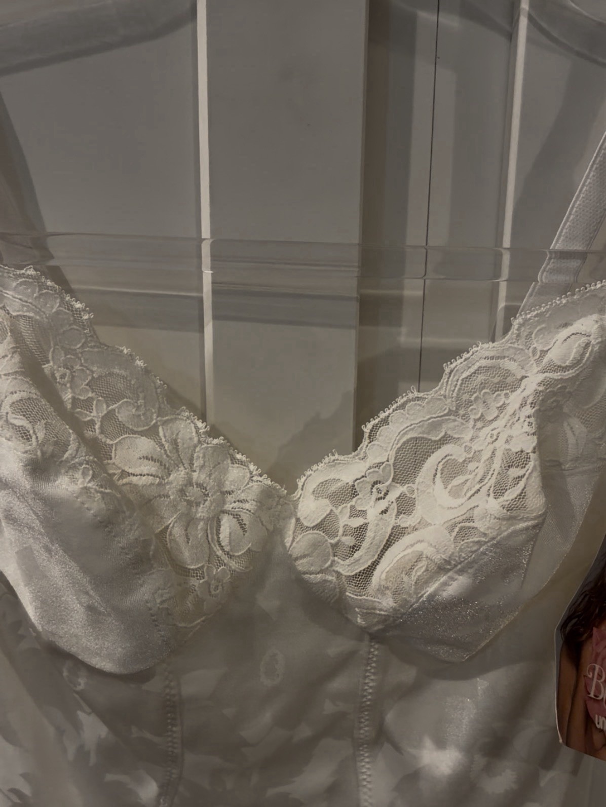 Vintage 1980s Underscene Ivory Antron Nylon Blend Lace Lingerie Bodysuit Sz 36B