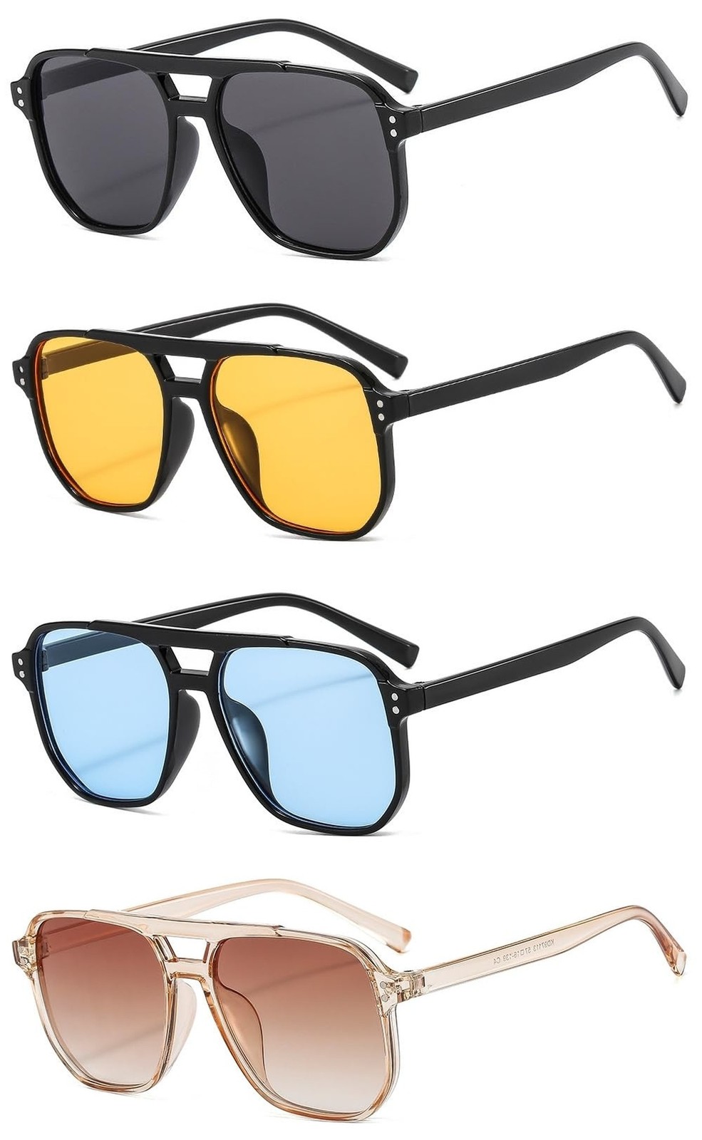 4 Pieces Retro Square Aviator Sunglasses for Women Men Trendy Classic 70s Ove…