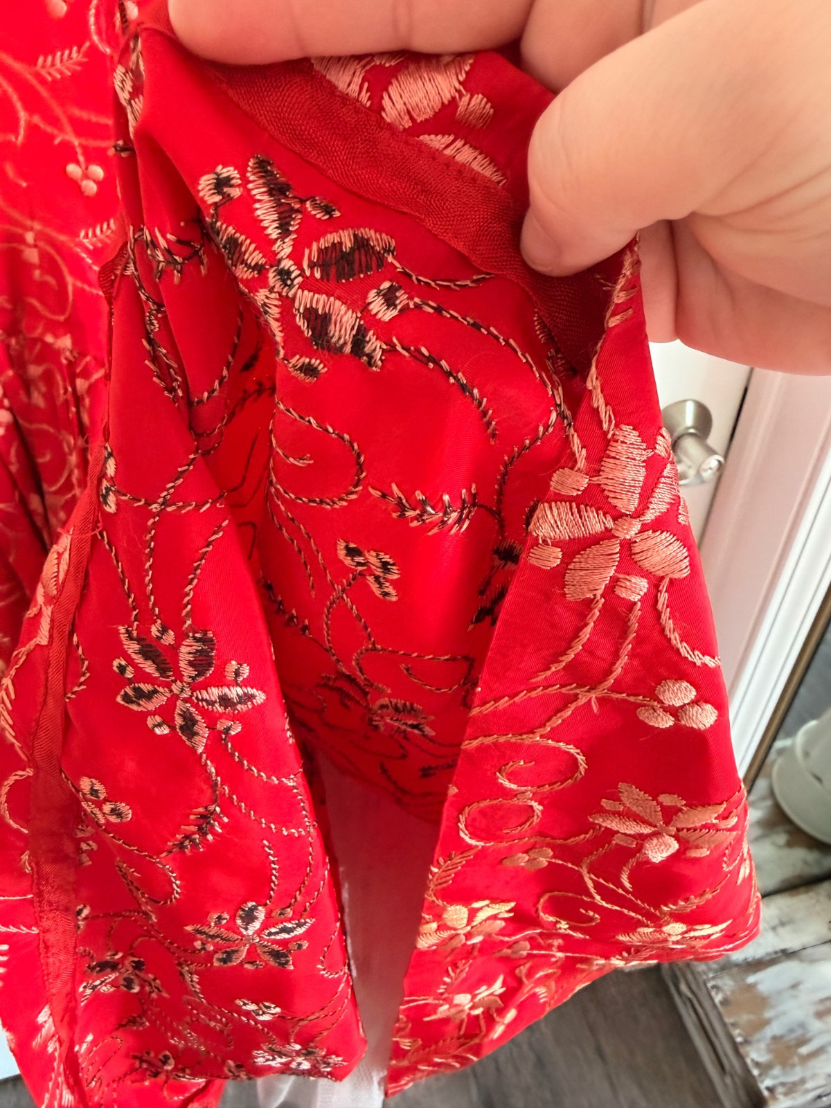 Vintage 1950s Suzy Perette Red Embroidered Drop Waist Dress AND Jacket NEW YORK
