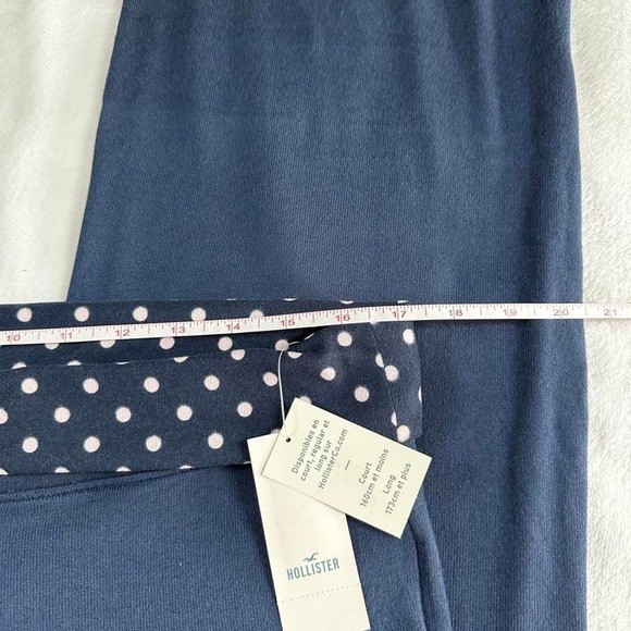 NWT Hollister navy blue polka dot logo fold over flare sweatpants Y2K vintage