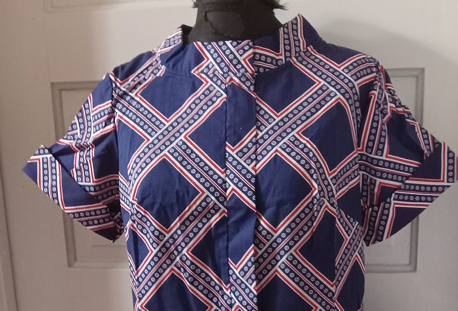 NIP Vintage CAROL BRENT Red Blue Plaid SS Dress 16
