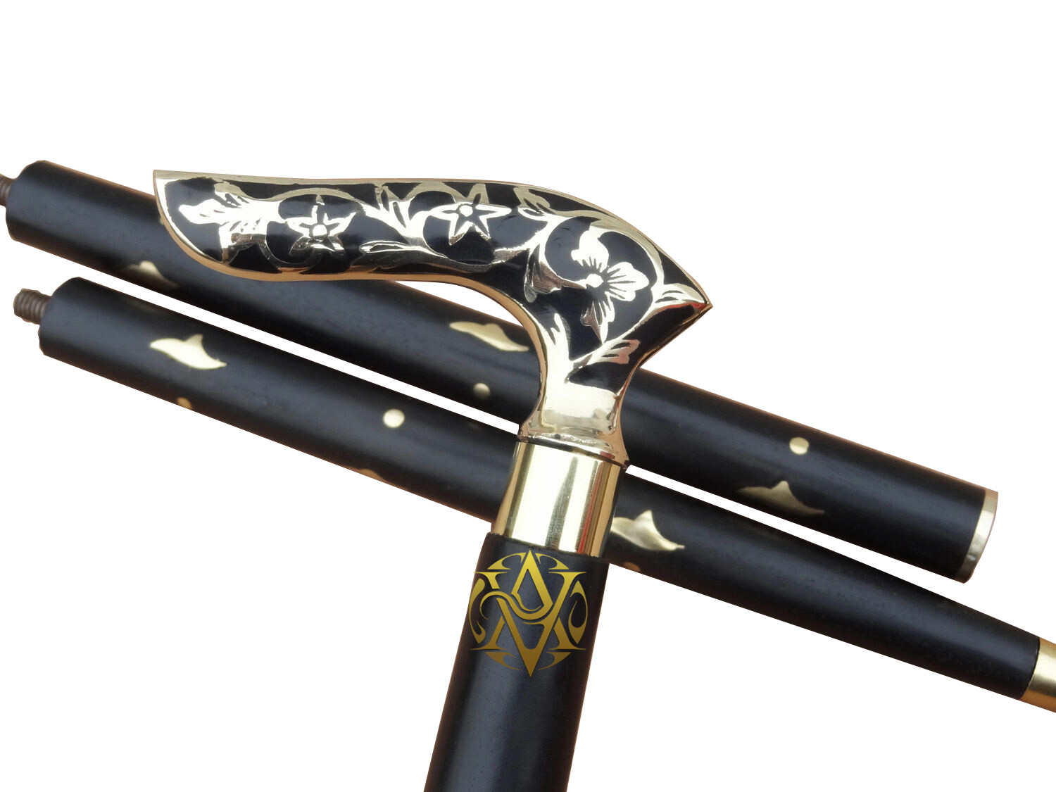 Brass Victorian Handle Wood Solid Cane Stick Walking Casual Sticks For Men/Women
