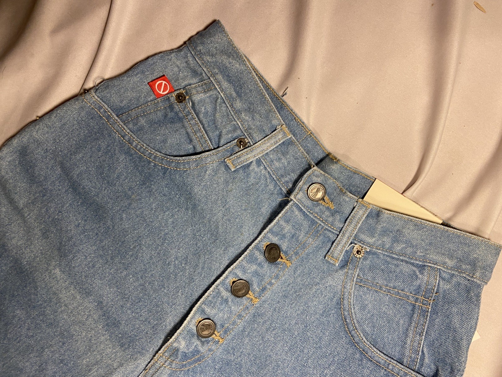 Vtg 90s W OG TAG! No Excuses Femme Denim Shorts Mom Jorts Blue -25.5″W Sz 9/10