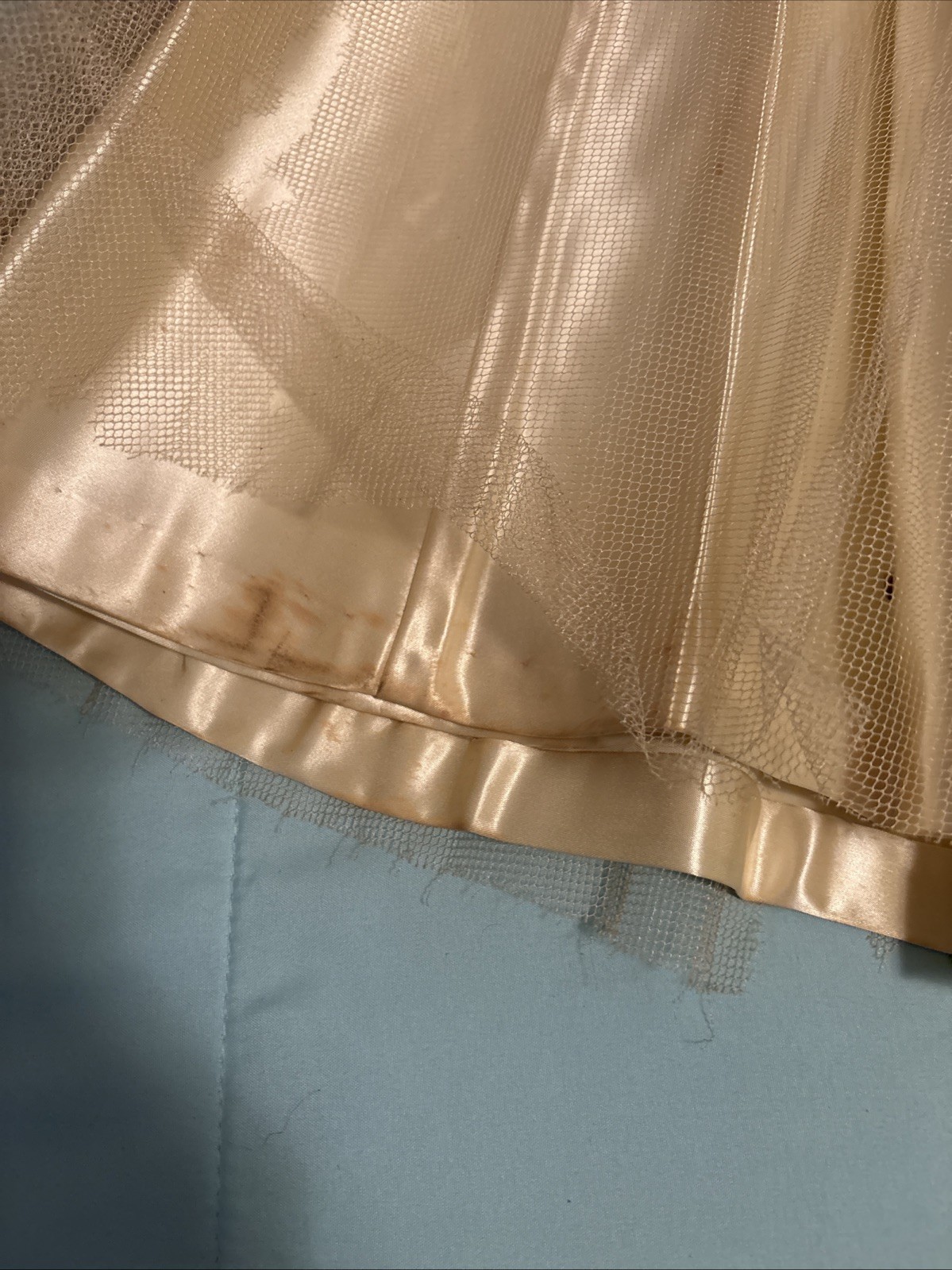 Vintage 1940s Champagne Ivory Taffeta Cocktail Dress Strapless Size S Midi As Is