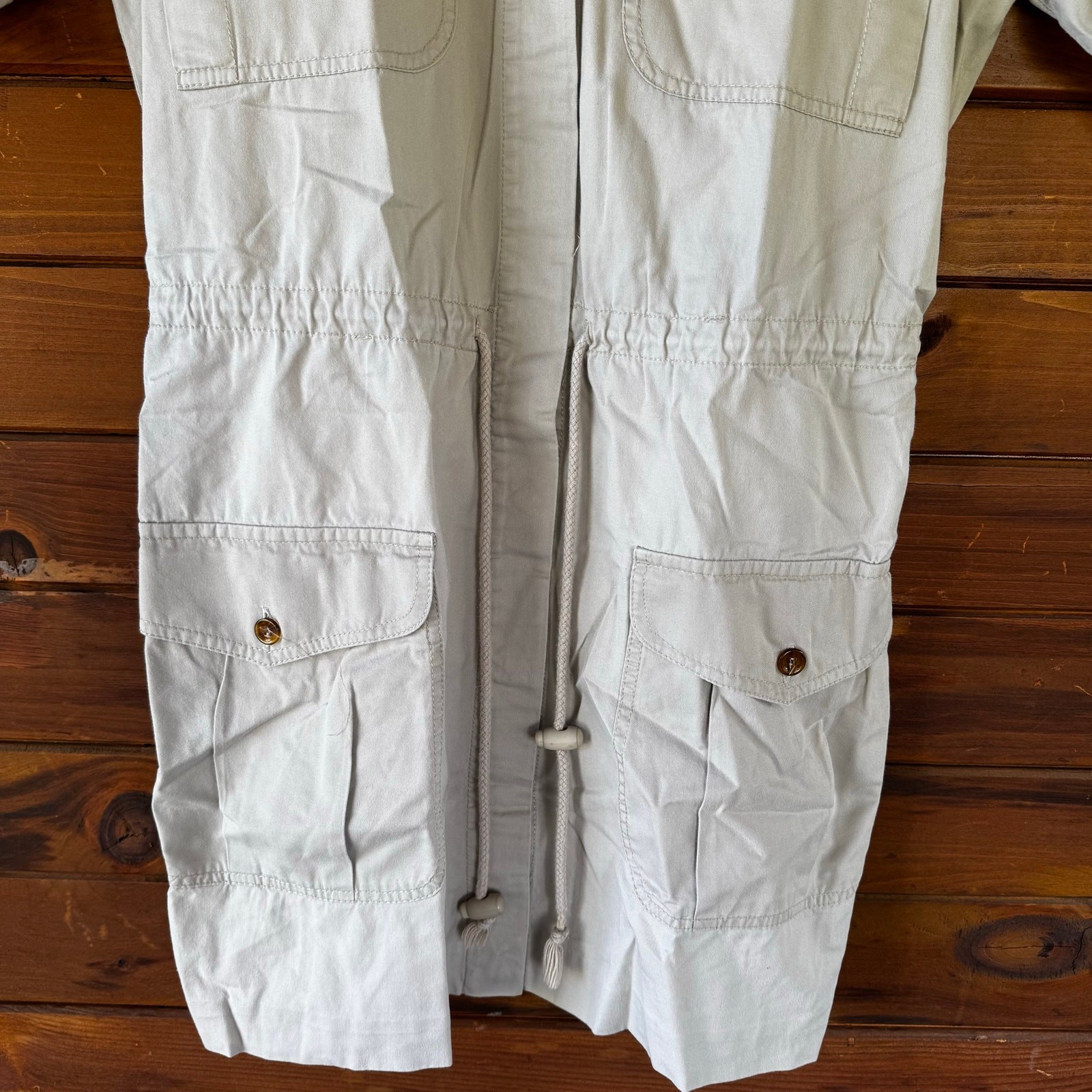 VTG 1980s Liz Claiborne Minimalist Saharienne Safari Utility Cotton Dress Size 8