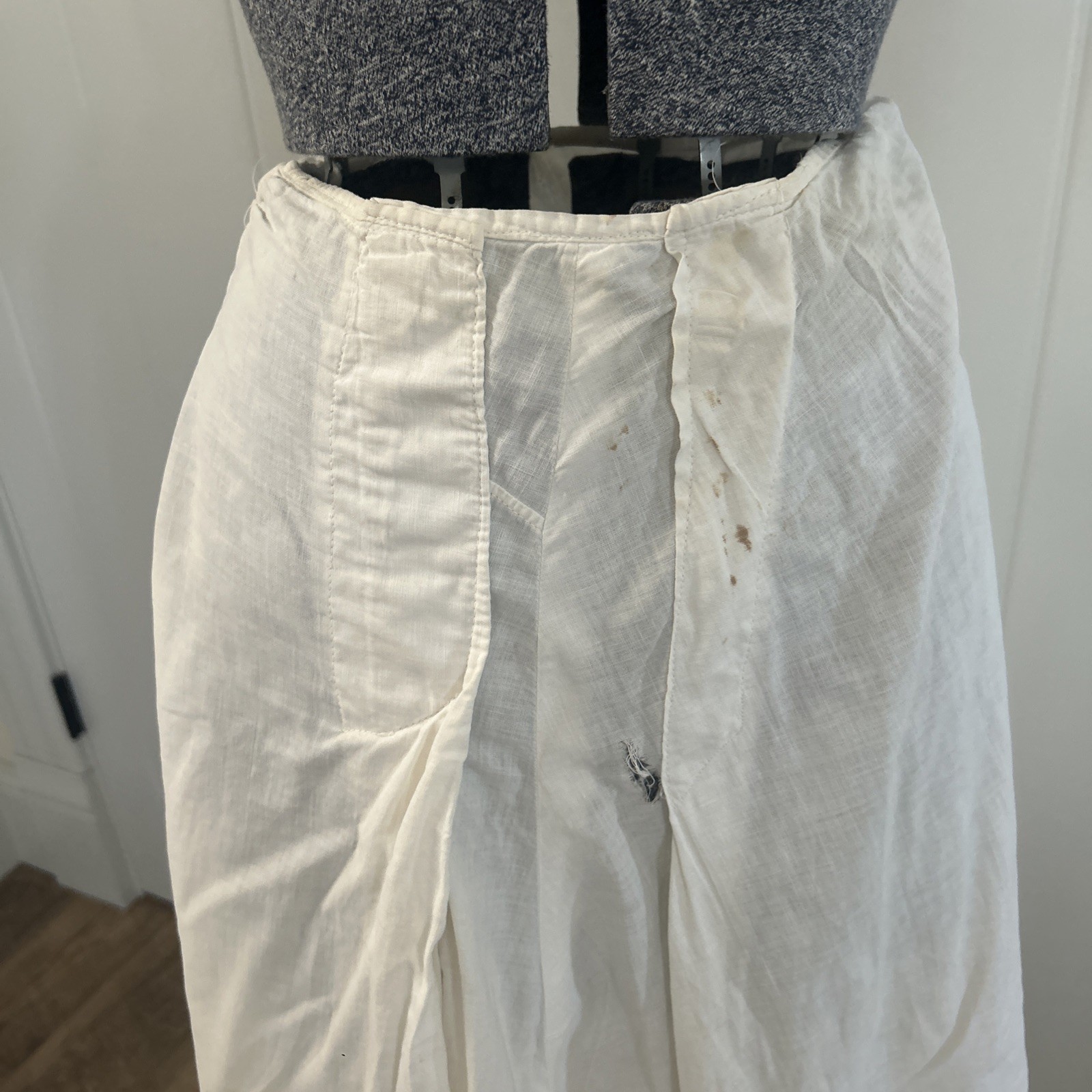 Antique Off White Petticoat With Scalloped Hem Needs Repair