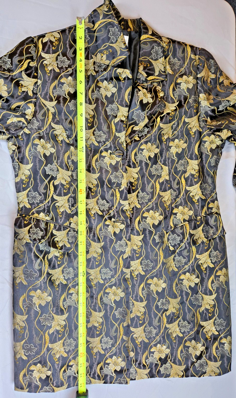 Victor Costa Occasion Gold Floral Jacquard Jacket L Hong Kong Vintage