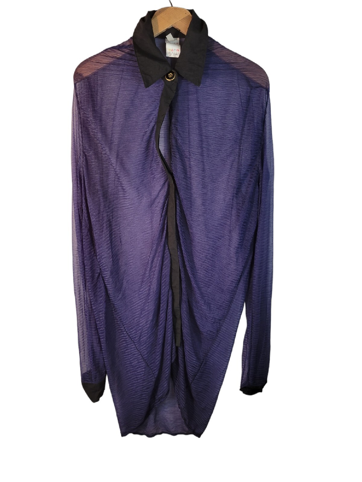 Vintage One Size Sheer Cover Jacket Accent Purple 90s 80s Style Button UNISEX