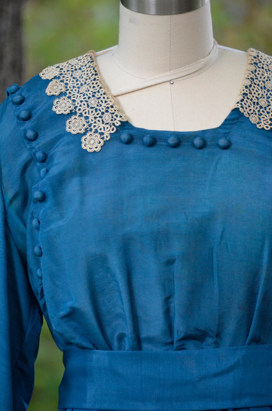 1910s 1900s antique Turquoise Silk Dress – M/L