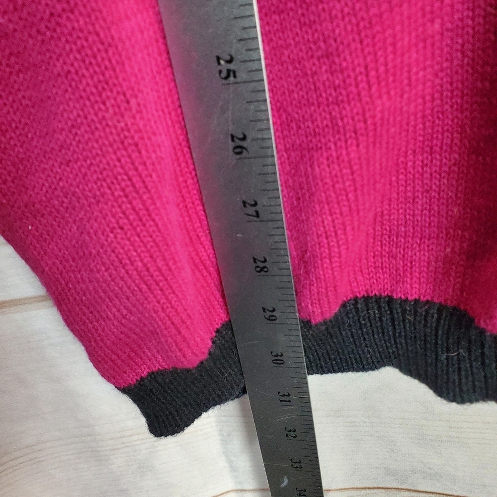 Vintage Colorful Sweater Womens Medium Bright Pink Knit Beaded Glam Rock 90s