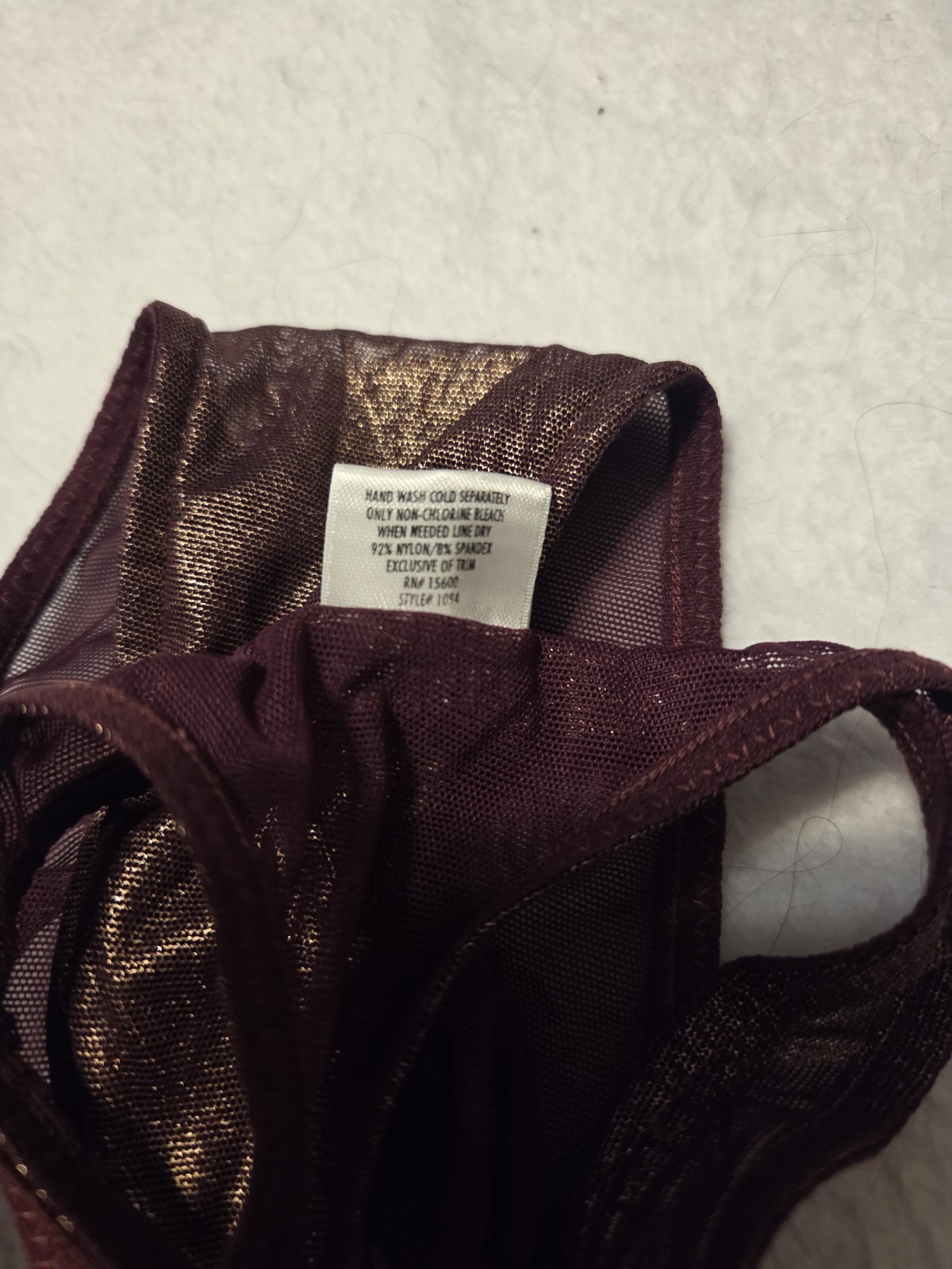 NEW Vintage Shiny Metallic Gold Burgundy Express Hicut String Thong Small 5