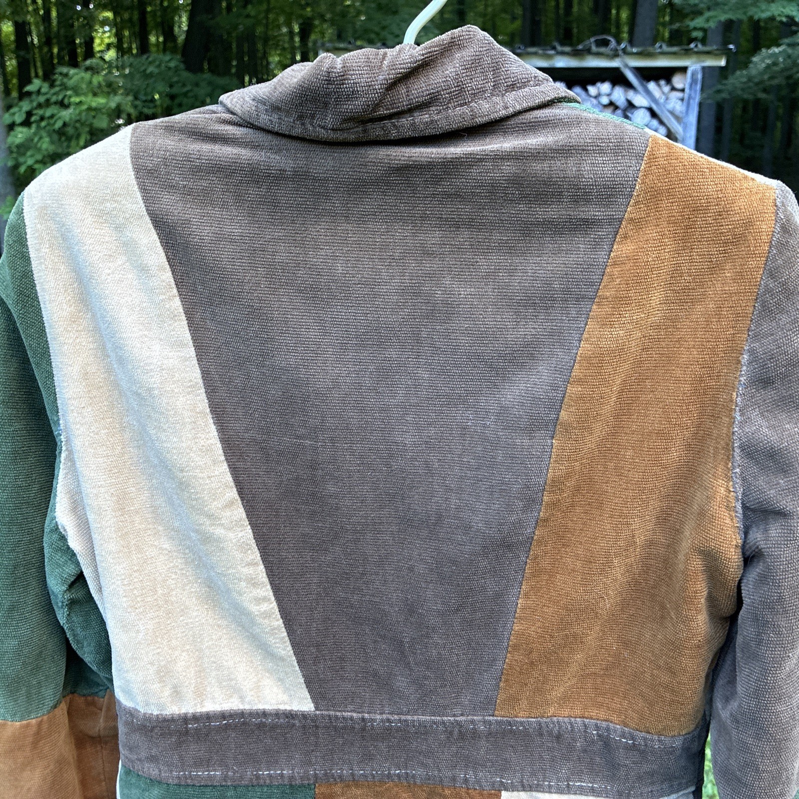 Vintage Corduroy Patchwork Coat / Jacket Size S .. Very Fun & Unique