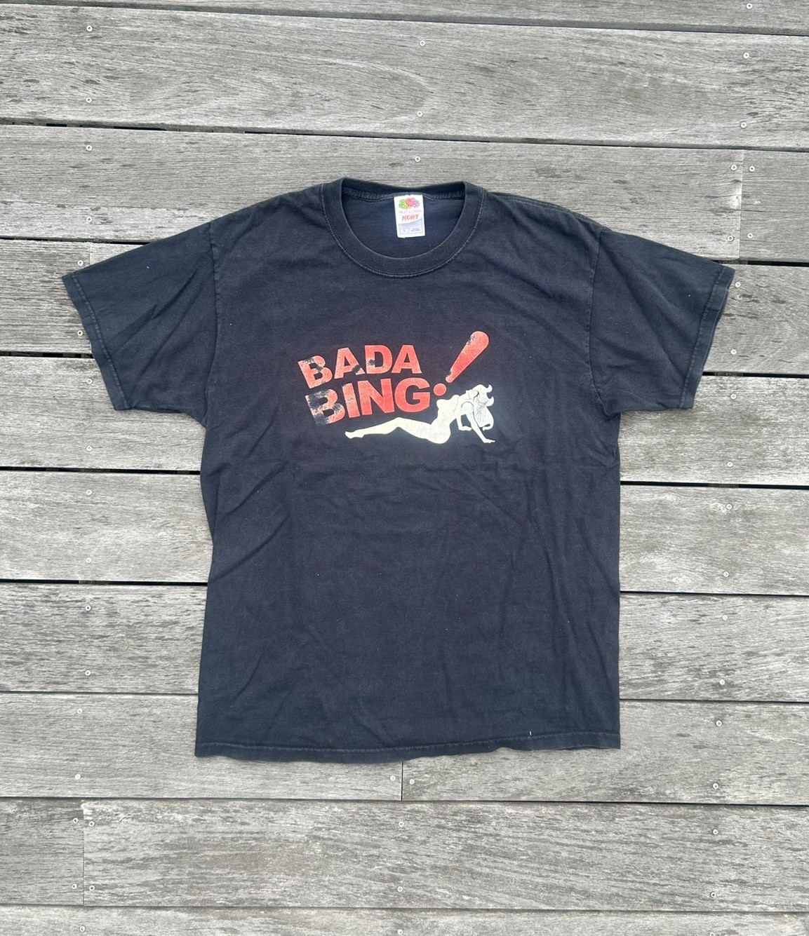 Vintage Bada Bing T Shirt Mens L Black Sopranos Style Strip Club Graphic Tee