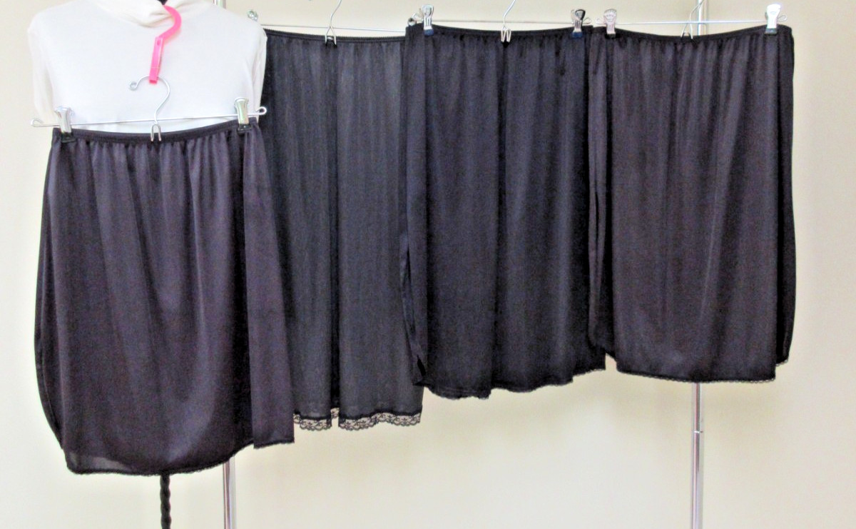 12 Pc *ALL BLACK* Lingerie Camisoles Full Dress & Half Slips Lot Vtg–Modern ab6