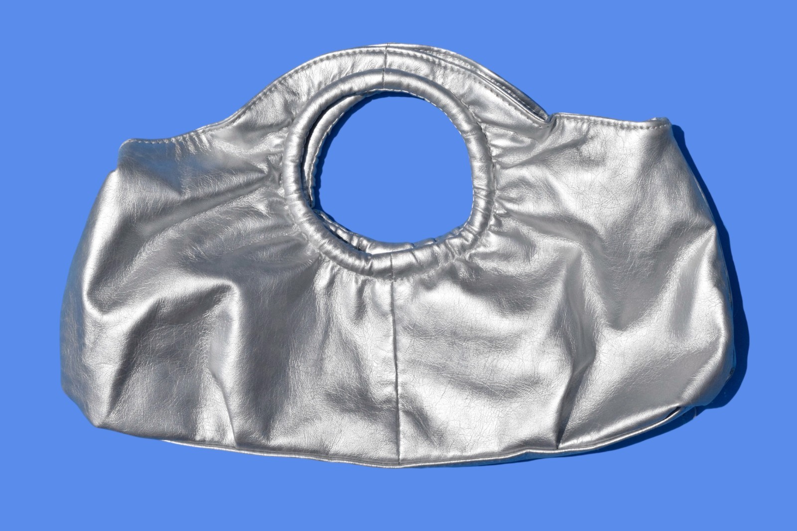 2000s Silver Metallic Slouchy Clutch Purse