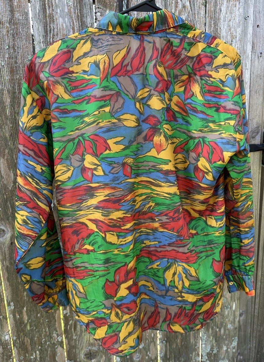 Vintage Related Separates Ladies Size M Blouse Shirt Colorful Leaves Long Sleeve