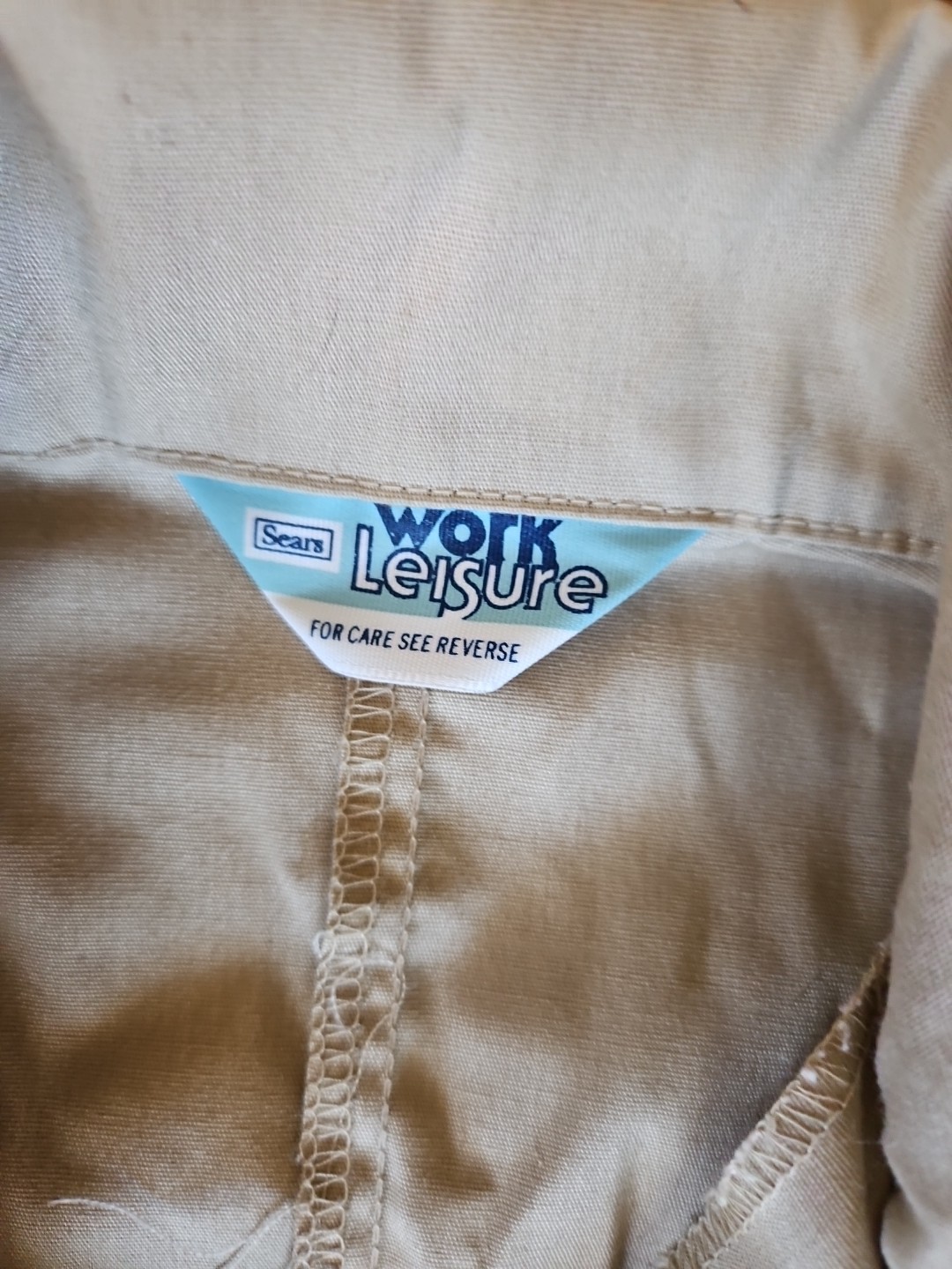 Vtg 70s Sears Work Leisure Beige Jumpsuit Coveralls With Painted Bird 40″ Chest